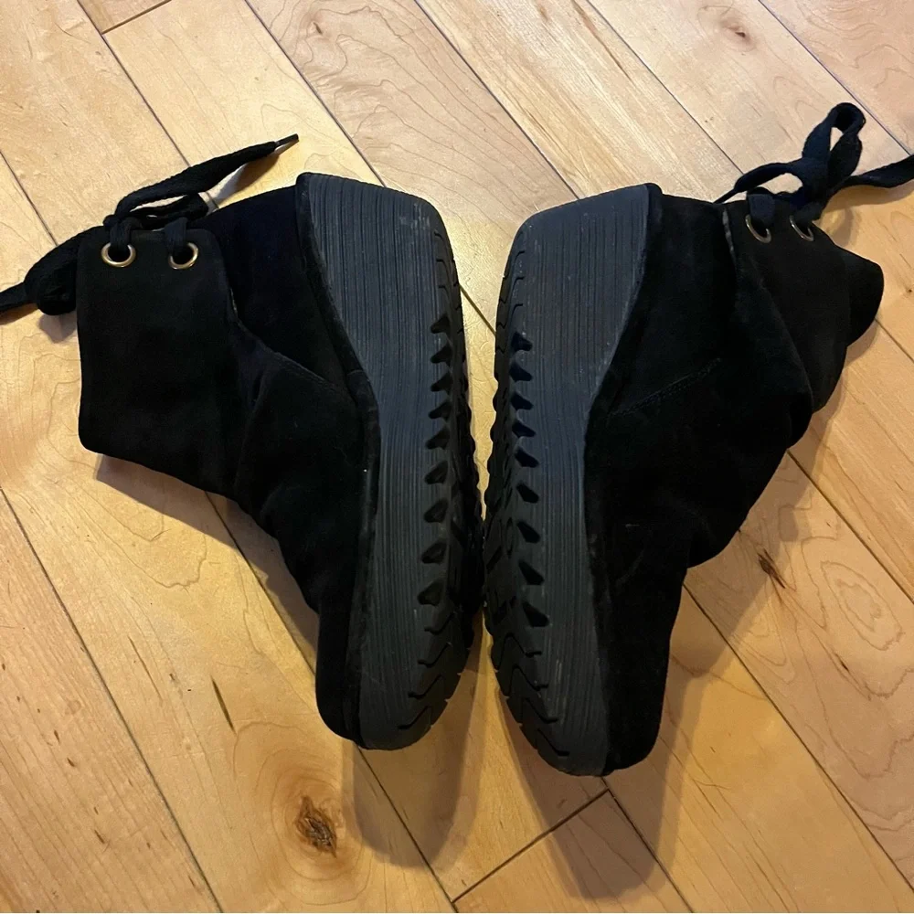 Fly London Black Suede Lace up the back Ankle booties size 42
